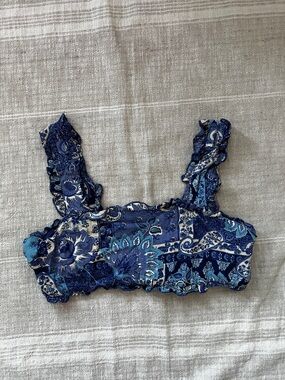 Angie Blue Paisley Ruffle Tank